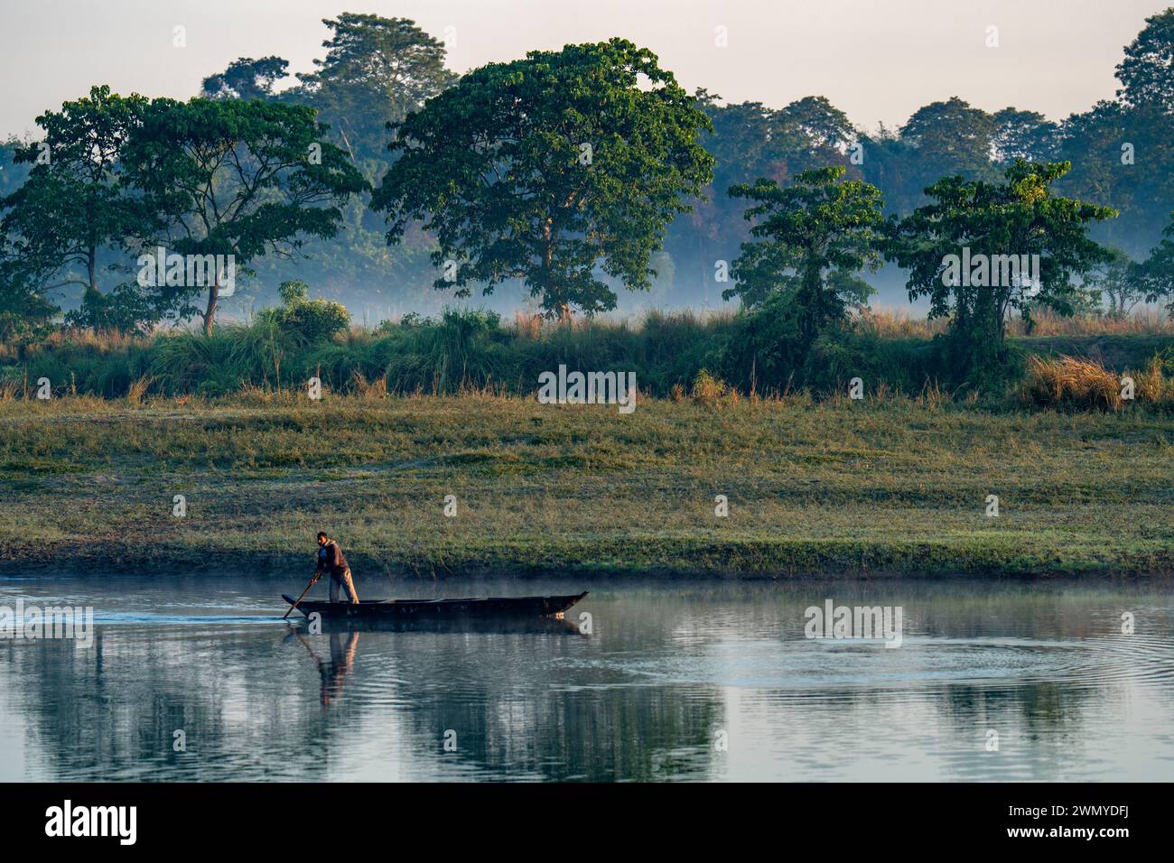 India, Assam, Brahmapoutre river, Majuli island, fishing Stock Photo