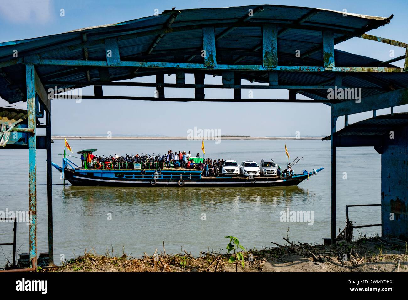 Inde, Assam, Jorhat, embarcadere pour l'ile de Majuli/India, Assam, Jorhat, boat for Majuli <island Stock Photo