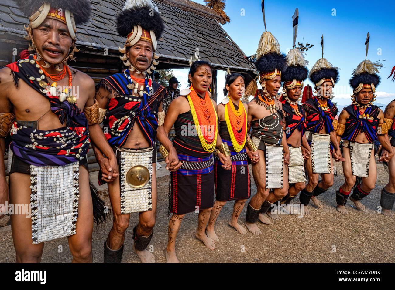 India, Nagaland, Kohima, annual meeting of all the Naga tribes during the Hornbill Festival, Chang Tribe Stock Photo