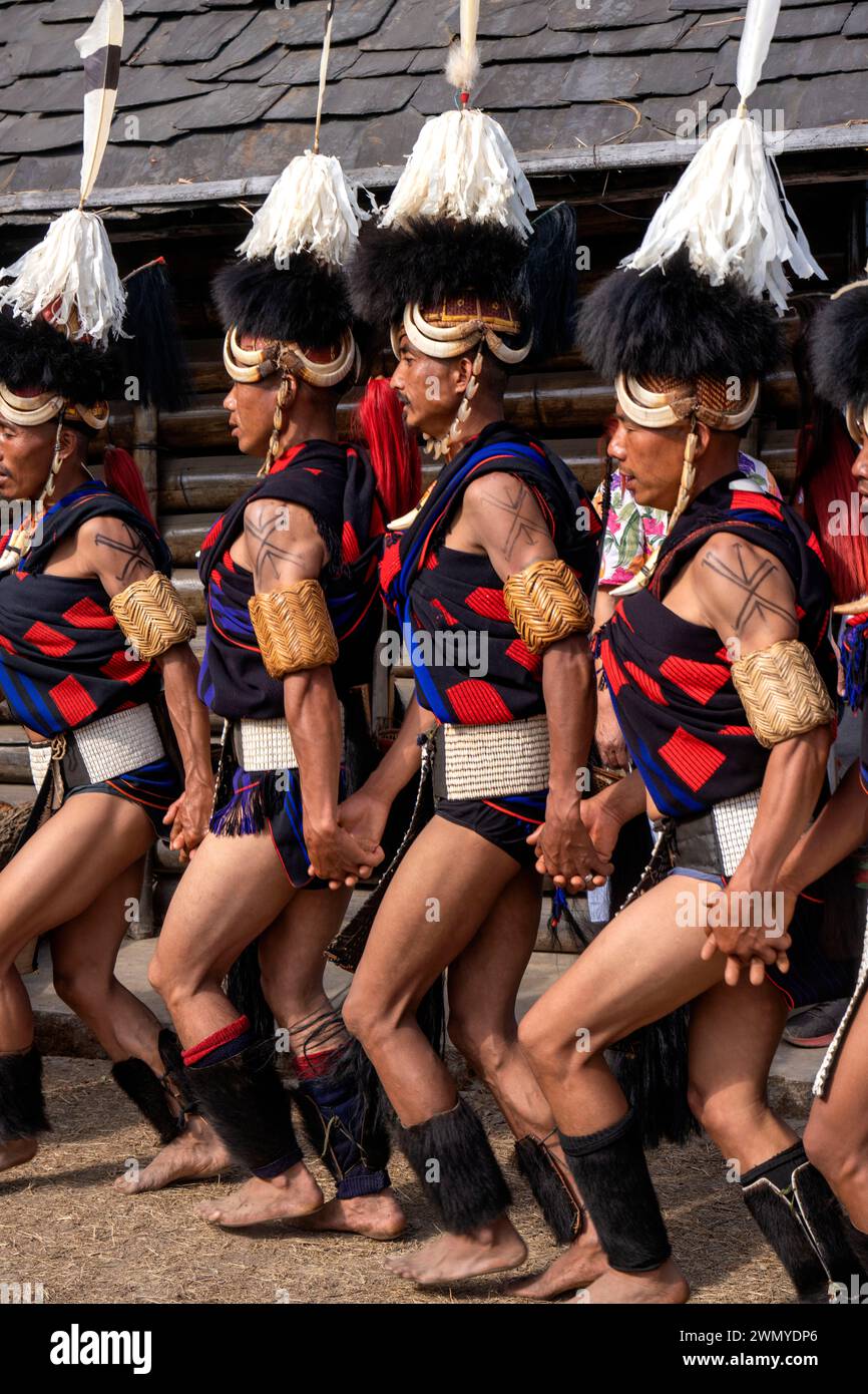 India, Nagaland, Kohima, annual meeting of all the Naga tribes during the Hornbill Festival, Chang Tribe Stock Photo