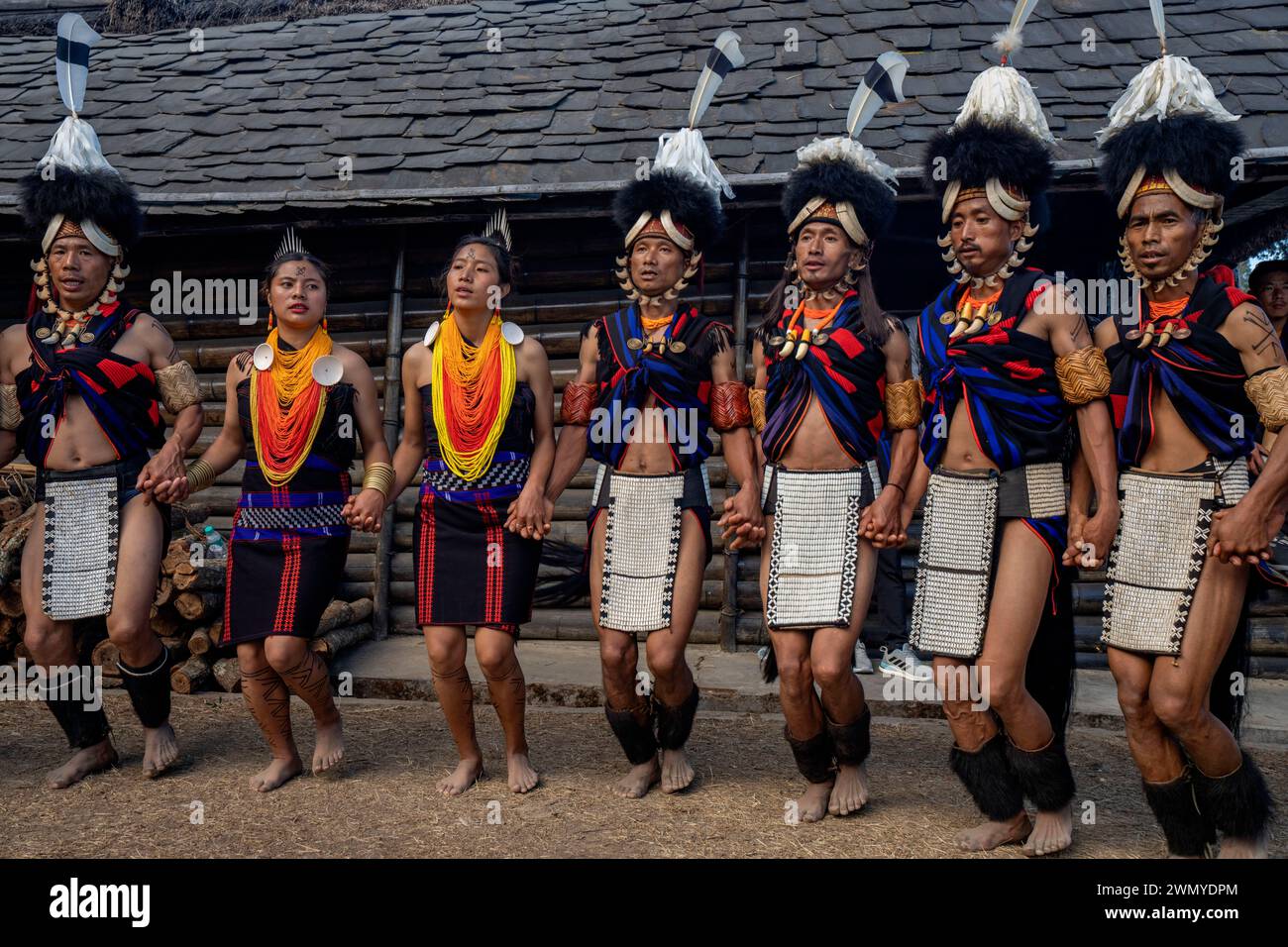 India, Nagaland, Kohima, annual meeting of all the Naga tribes during the Hornbill Festival, Chang Tribe Stock Photo