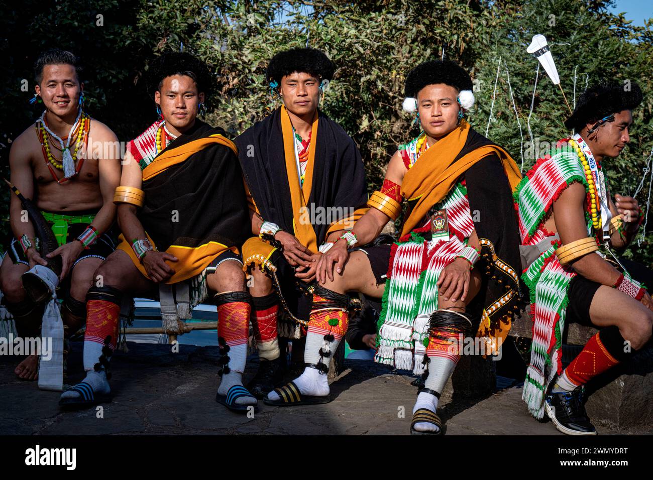 India, Nagaland, Kohima, annual meeting of all the Naga tribes during the Hornbill Festival, Rengma Tribe Stock Photo