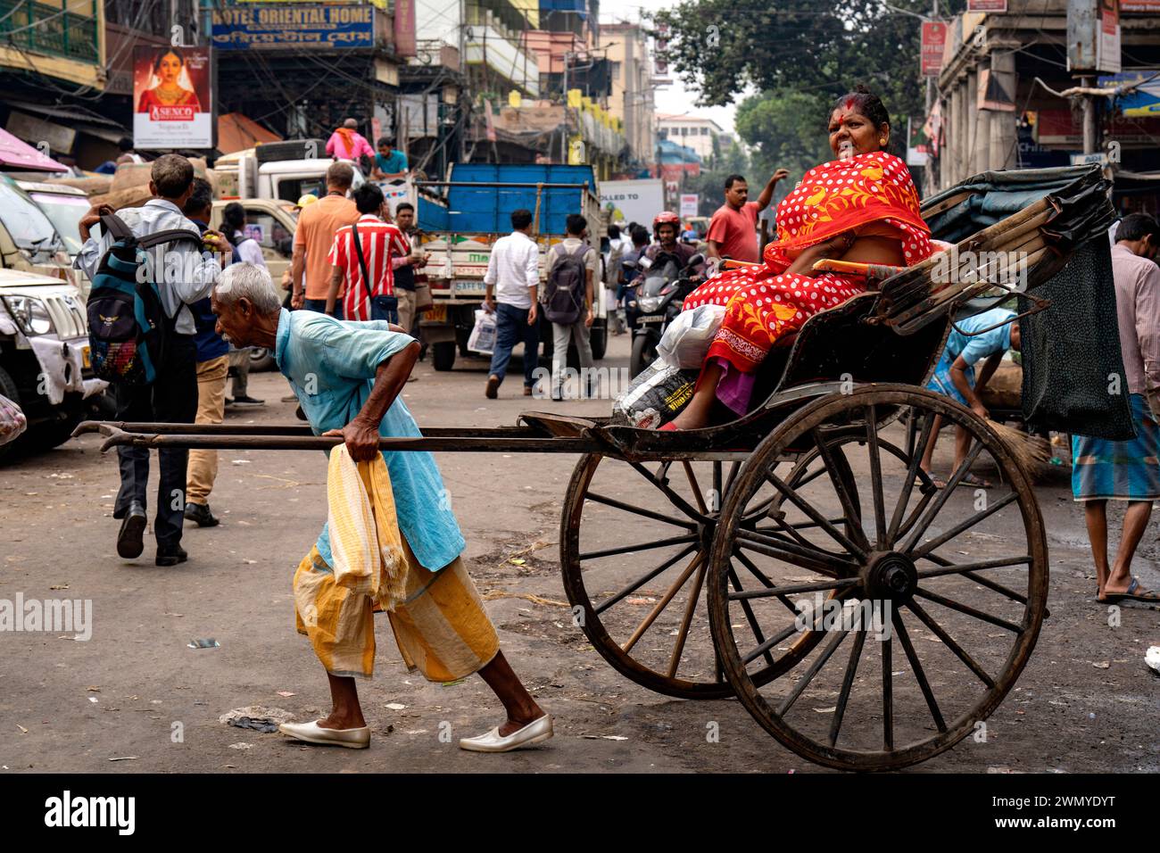 India, Bengal, Calcutta, rickshaws Stock Photo