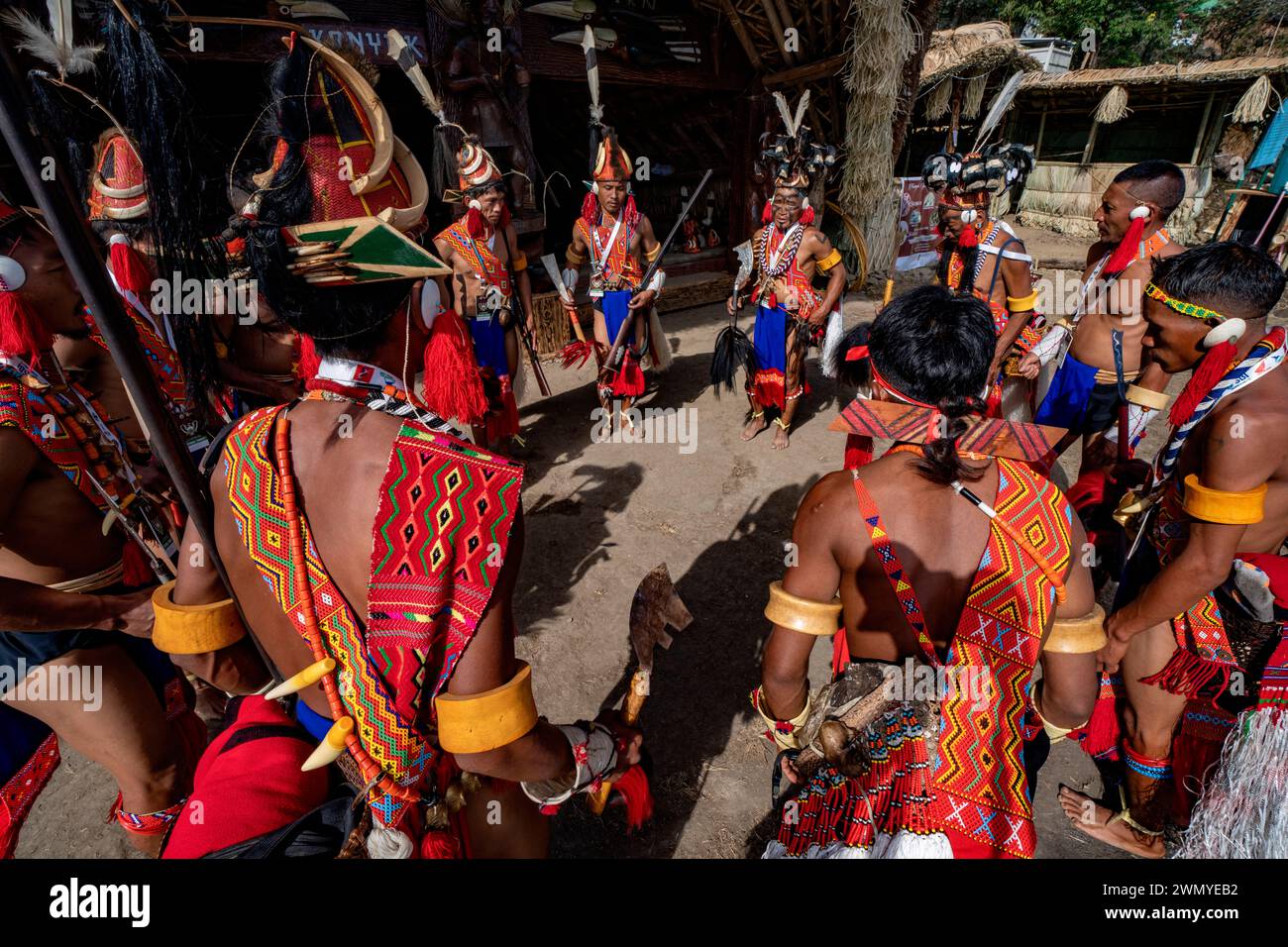 India, Nagaland, Kohima, annual meeting of all the Naga tribes during the Hornbill Festival, Konyak Tribe Stock Photo