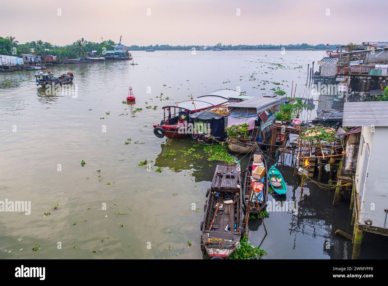 Vietnam, Mekong Delta, Cai Be, navigation on the Kinh 28 canal which ...