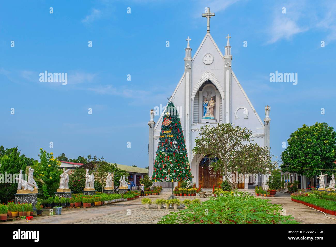 Vietnam, Mekong Delta, Tien Giang province, Tan Phong island, Thanh Gia catholic church Stock Photo