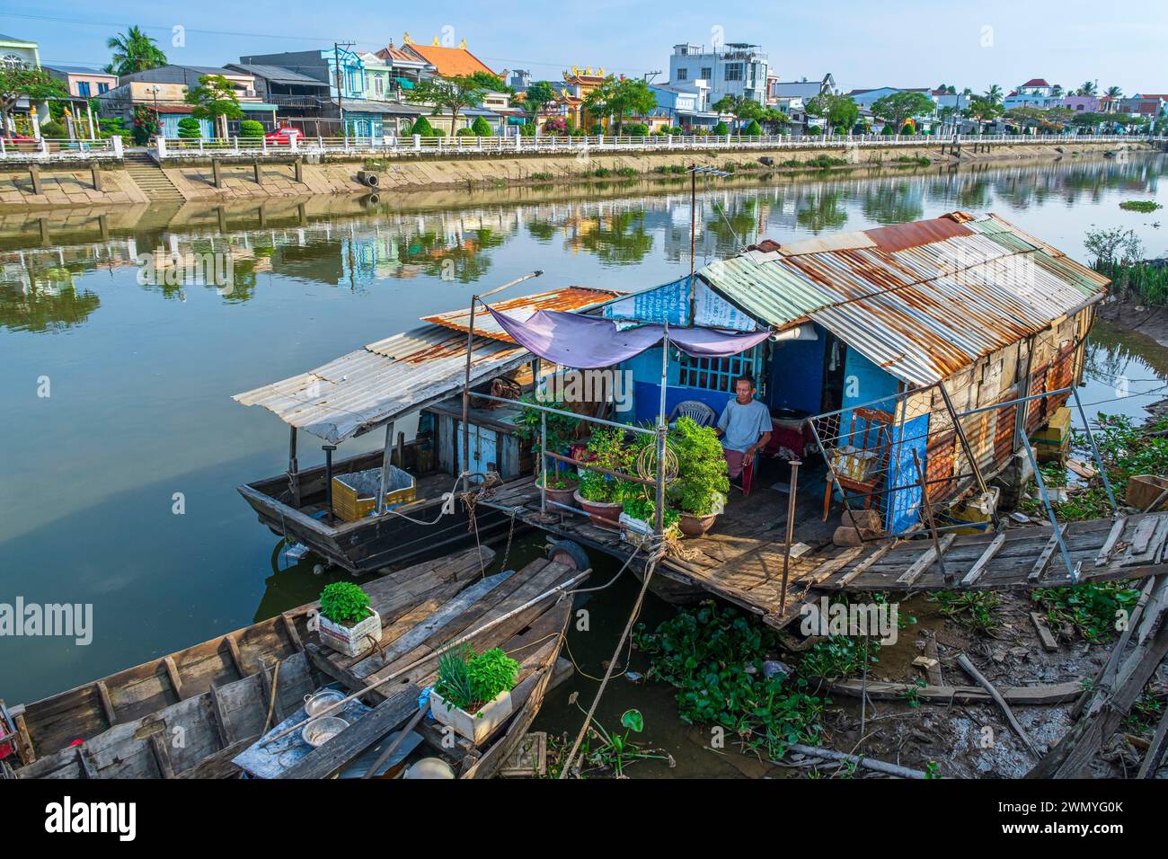 Vietnam, Mekong Delta, Tra Vinh, the banks of Long Binh river Stock ...