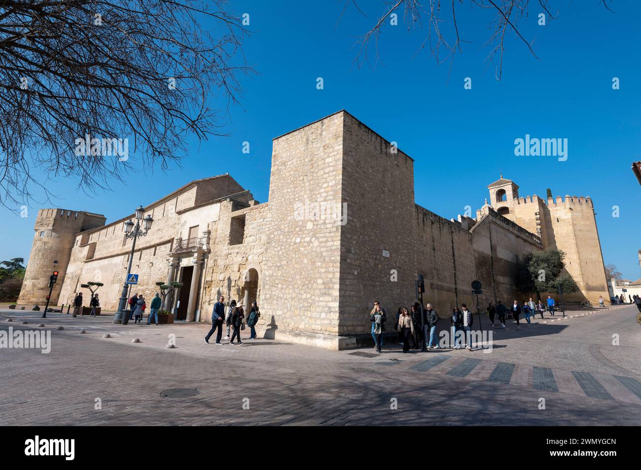 The Alcázar de los Reyes Cristianos, also known as the Alcázar of Córdoba, is a medieval palace/ fortress located in the historic centre of Córdoba in Stock Photo