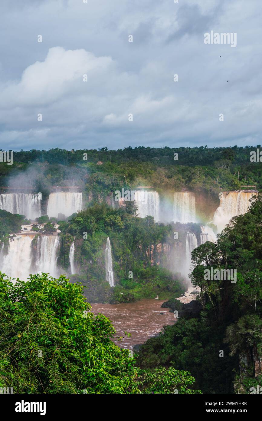 Majestic Iguazu Falls cascade through lush rainforest in Southern ...