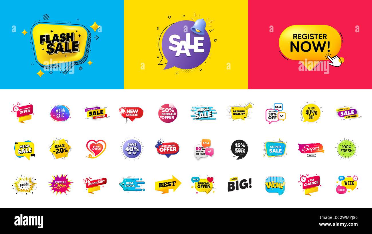Discount offer sale banners. Best deal price stickers. Flash special offer tag. Sale bubble coupon. Vector Stock Vector