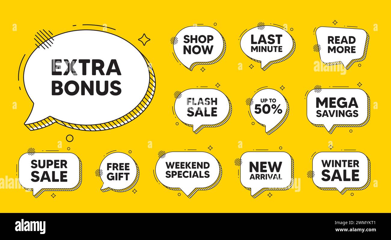Extra bonus speech bubble Stock Vector Images - Alamy