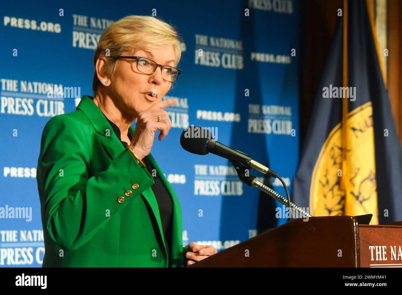 U.S. Secretary of Energy Jennifer Granholm at the National Press Club. 21 Feb. 2024 Stock Photo
