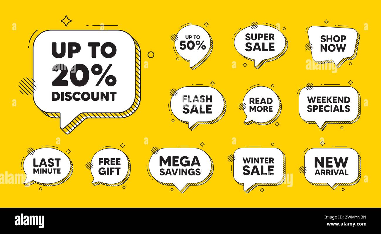 Up to 20 percent discount. Sale offer price sign. Offer speech bubble ...