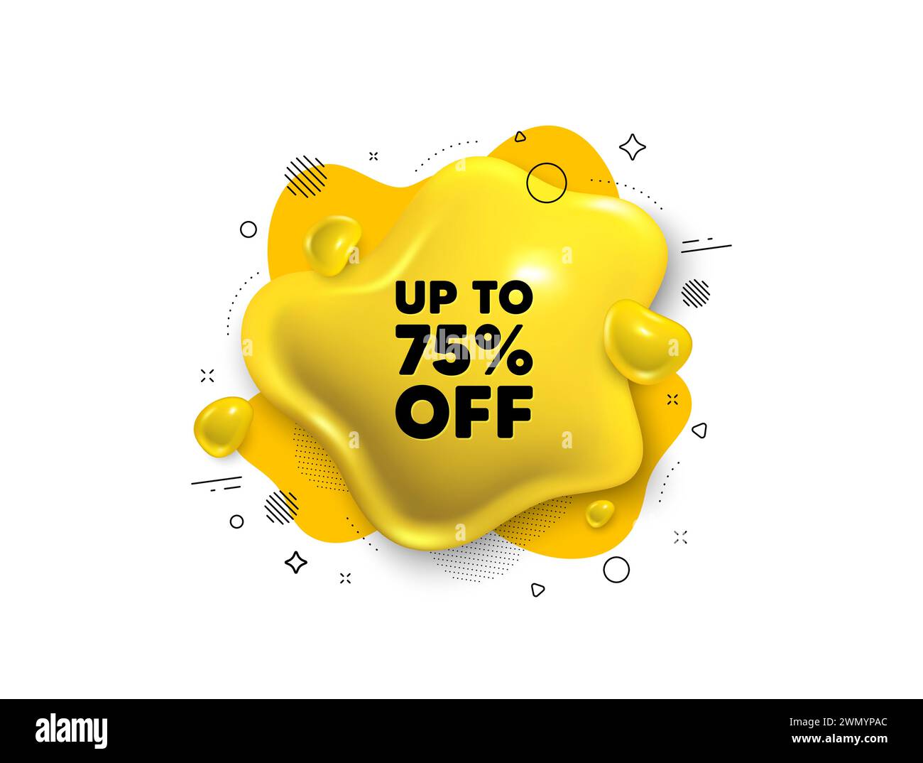 Up to 75 percent off sale. Discount offer price sign. Abstract liquid 3d shape. Vector Stock Vector