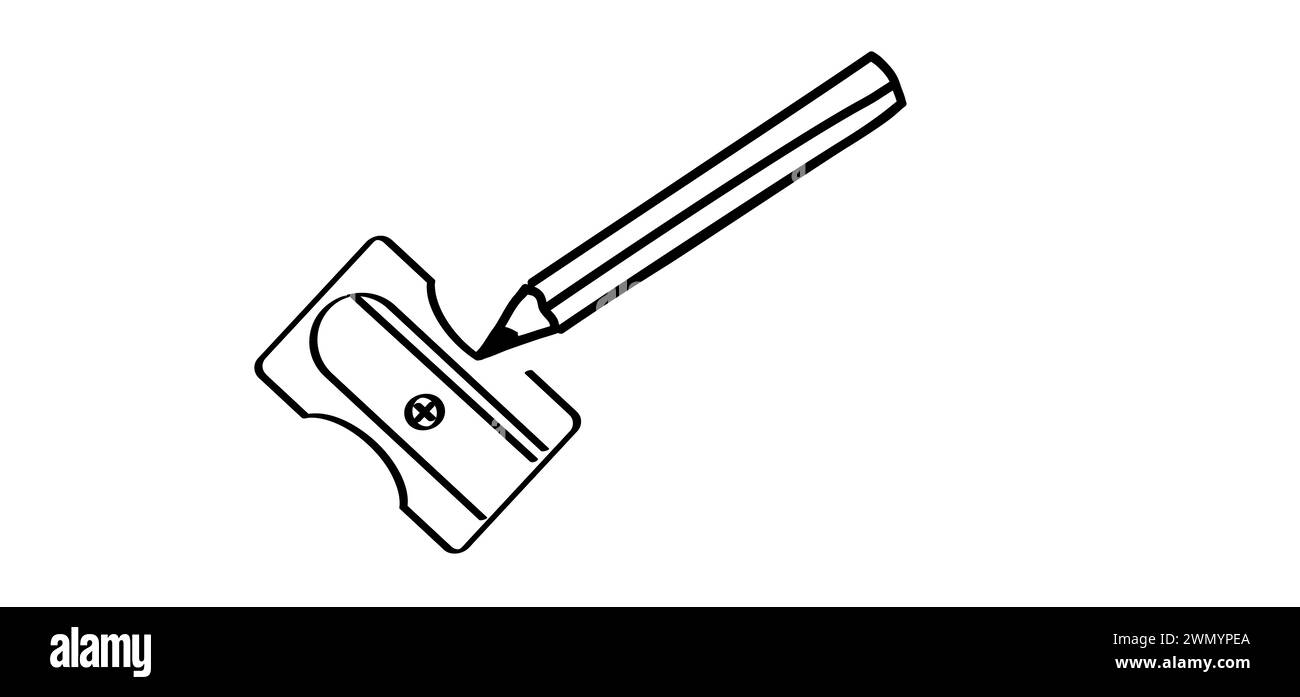 shopner drawing or pencil sharpener for pencil shavings. For school or work. Plastic or metallic pen sharpeners. For keen pencil, just sharpened. penc Stock Photo
