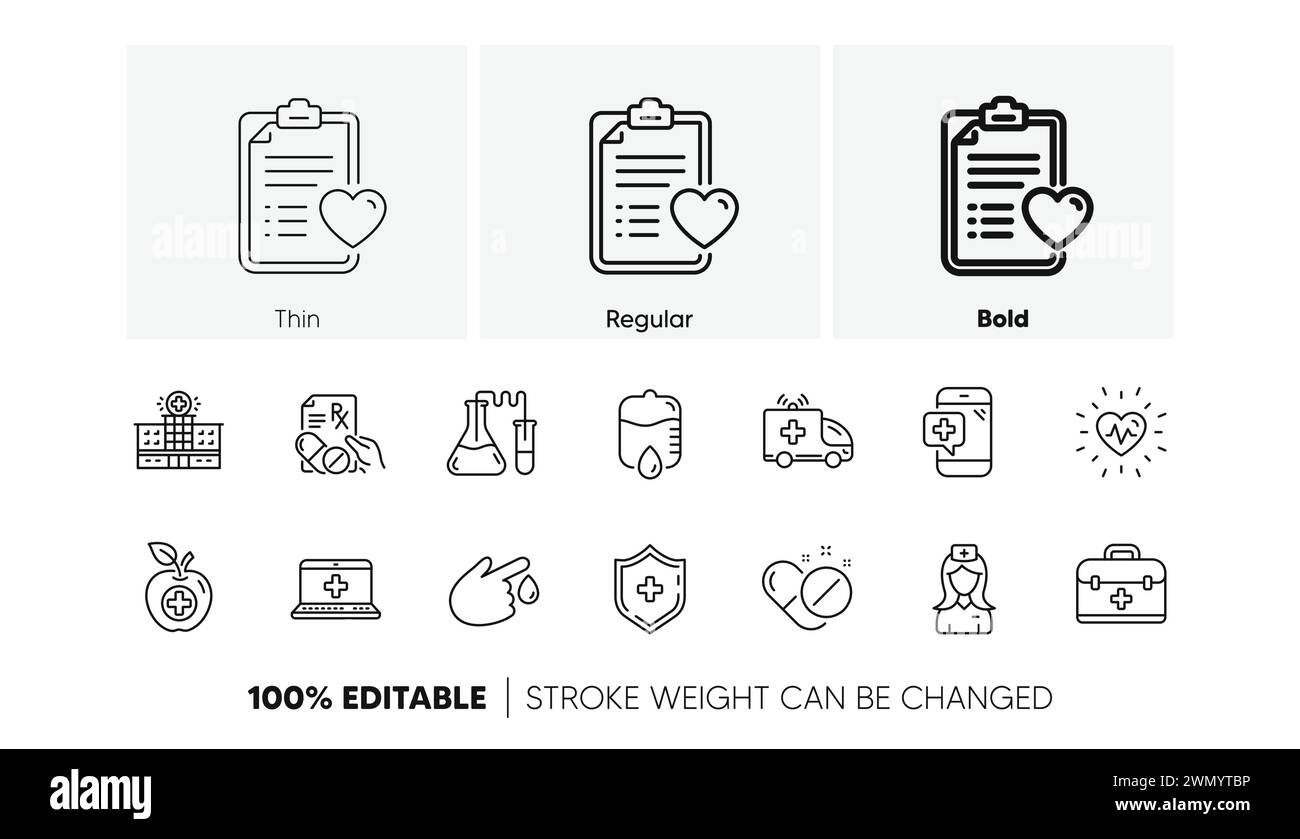 Medical line icons. Hospital assistance, Health food diet and ...