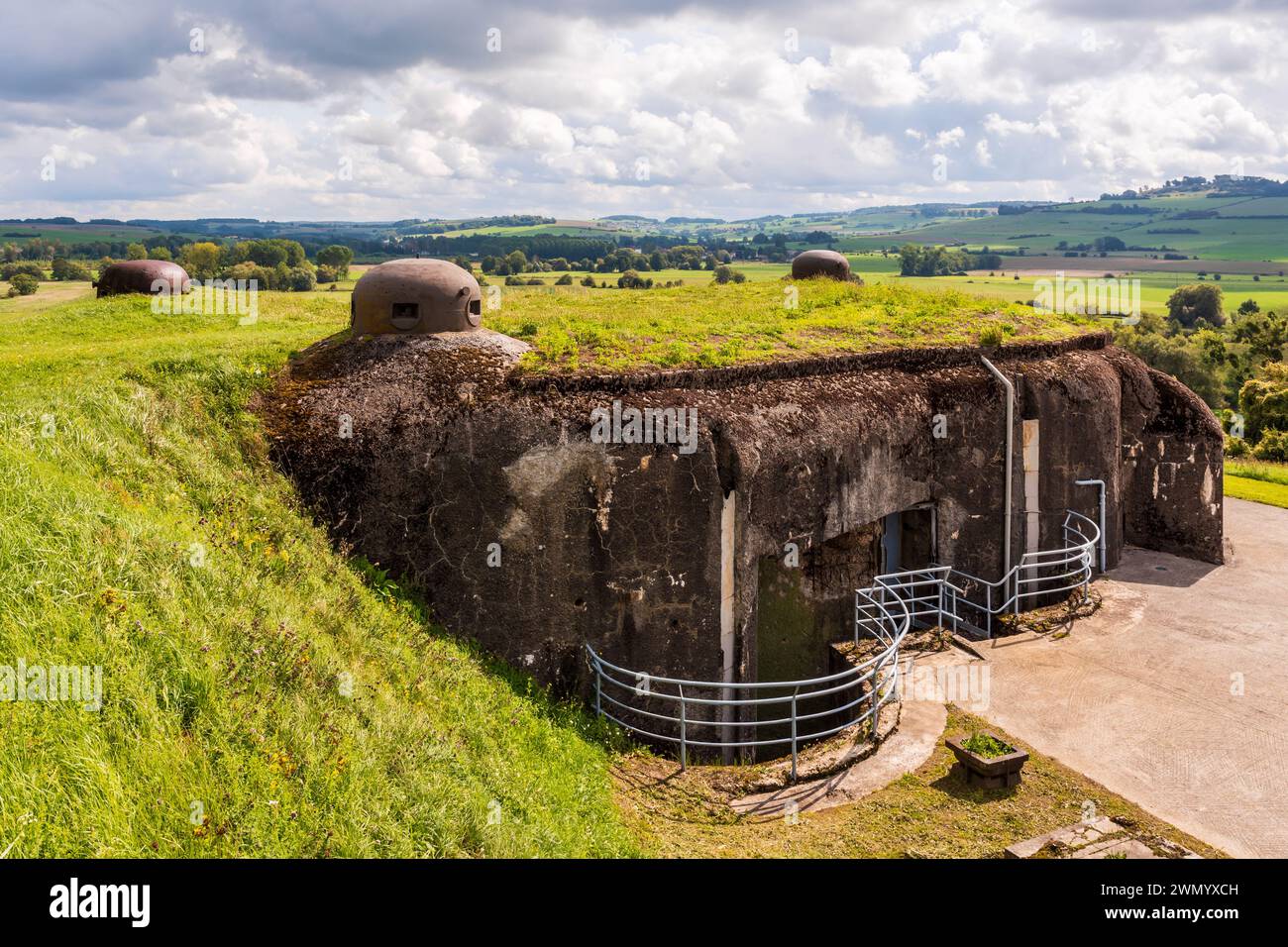 Combat block 1 of the ouvrage de La Ferté in Villy, France, part of the Maginot Line built by France along the Belgian border in the '30s. Stock Photo