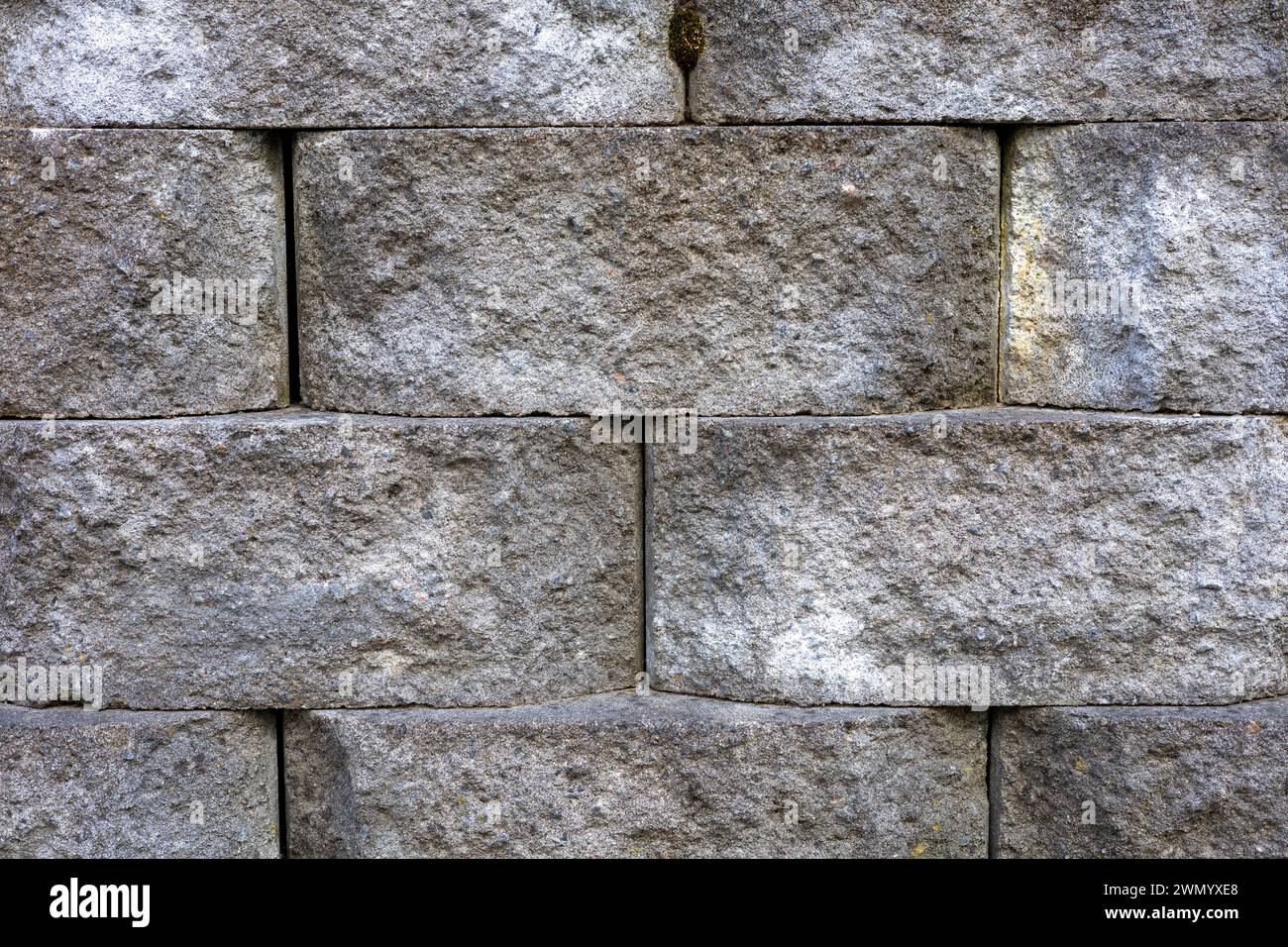 Stone wall texture with grey bricks Stock Photo