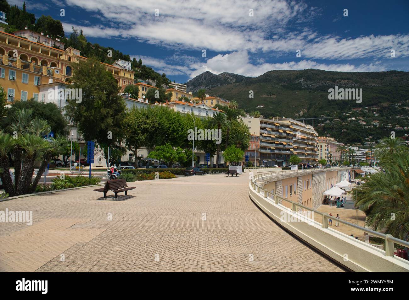 Beautiful panoramic view of beaches in Menton, France Stock Photo