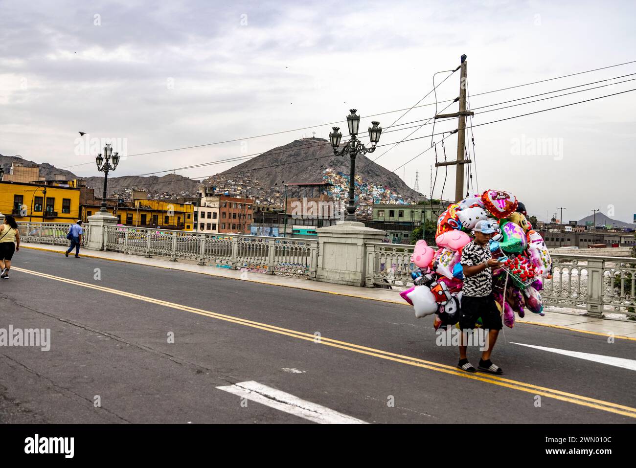 scenes from Barranco area of Lima full of colonial buildings and restaurants Stock Photo