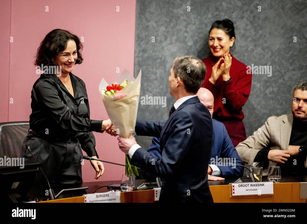 AMSTERDAM - Mayor Femke Halsema after a meeting of the Amsterdam city council, during which, among other things, her new term of office will be voted on. After a secret ballot it will become clear whether Halsema has been re-elected. ANP ROBIN UTRECHT netherlands out - belgium out Stock Photo