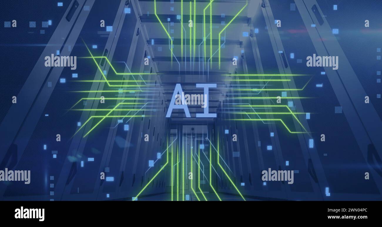 Image of ai text with data processing over computer servers Stock Photo ...