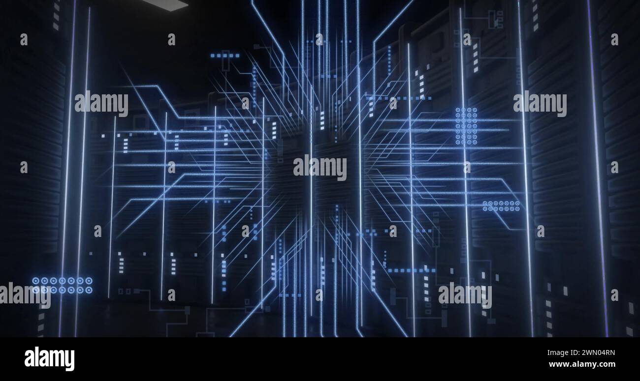 Image of connections and data processing over computer servers Stock ...