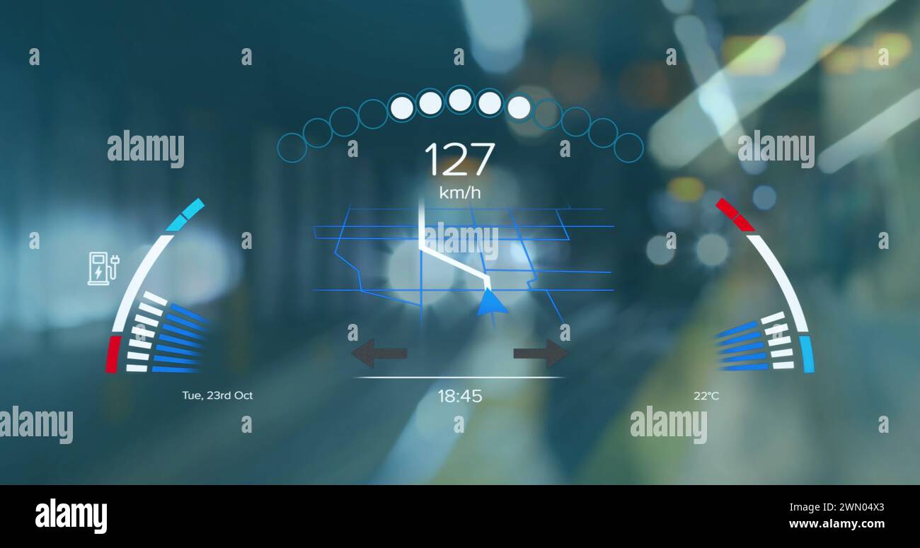 Image of security padlock and data processing over navy background ...