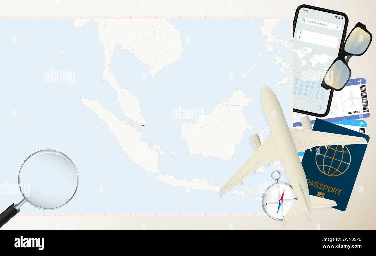Singapore map and flag cargo plane on the detailed map of singapore
