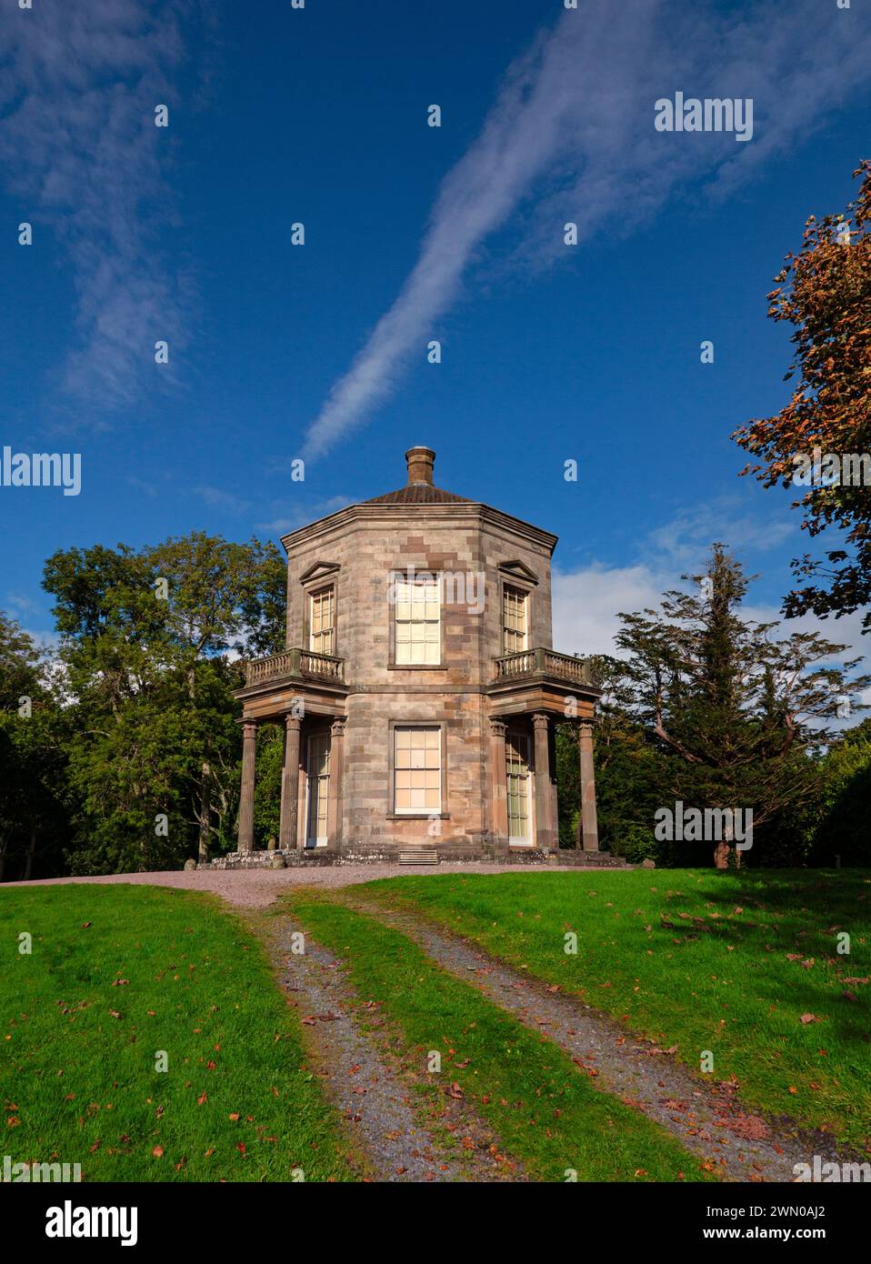 The classic 18th-century Greek Revival  Temple of the Winds in the Mount Stewart demesne in County Down, Northern Ireland Stock Photo