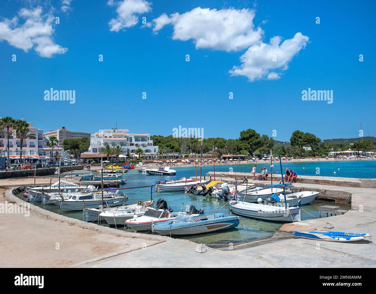 Harbour at Es Cana, Ibiza, Balearics, Spain Stock Photo