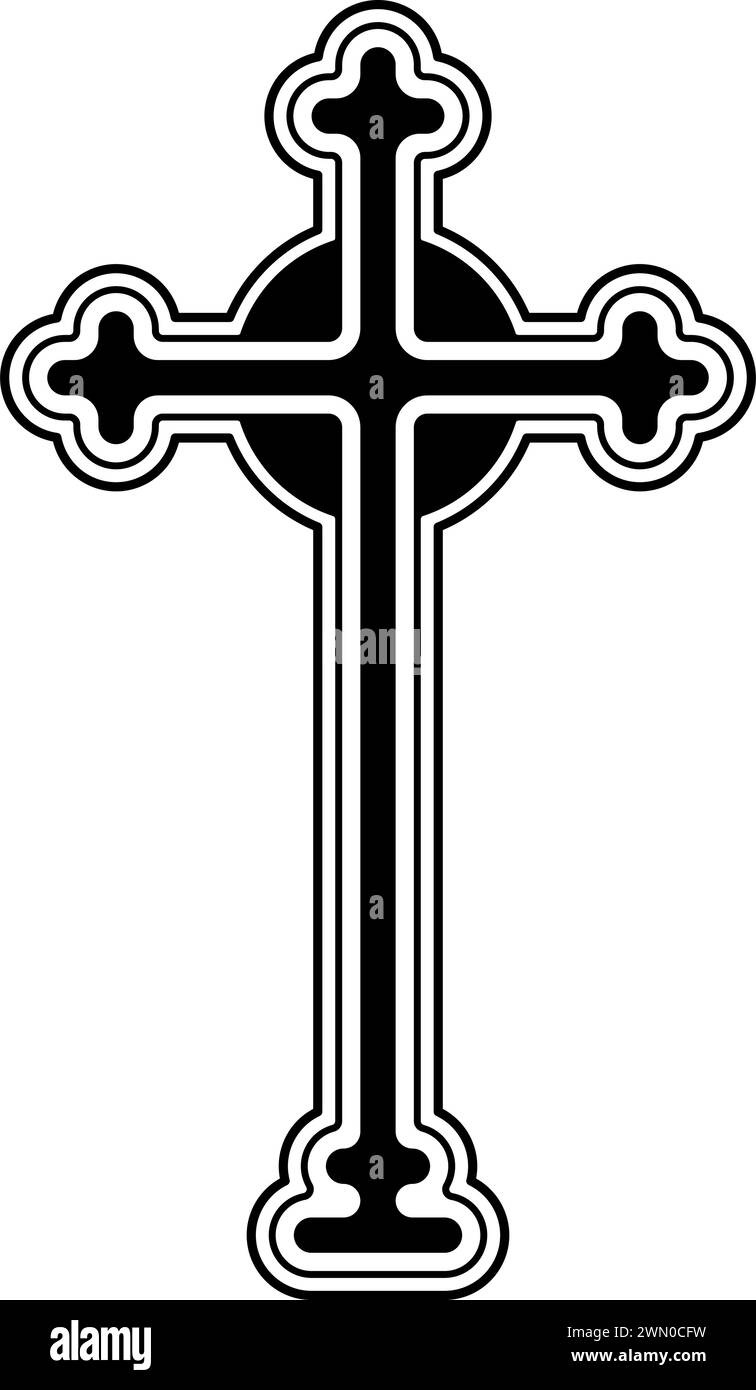 Gothic Christian cross icon symbol. Flat vector illustration Stock Vector