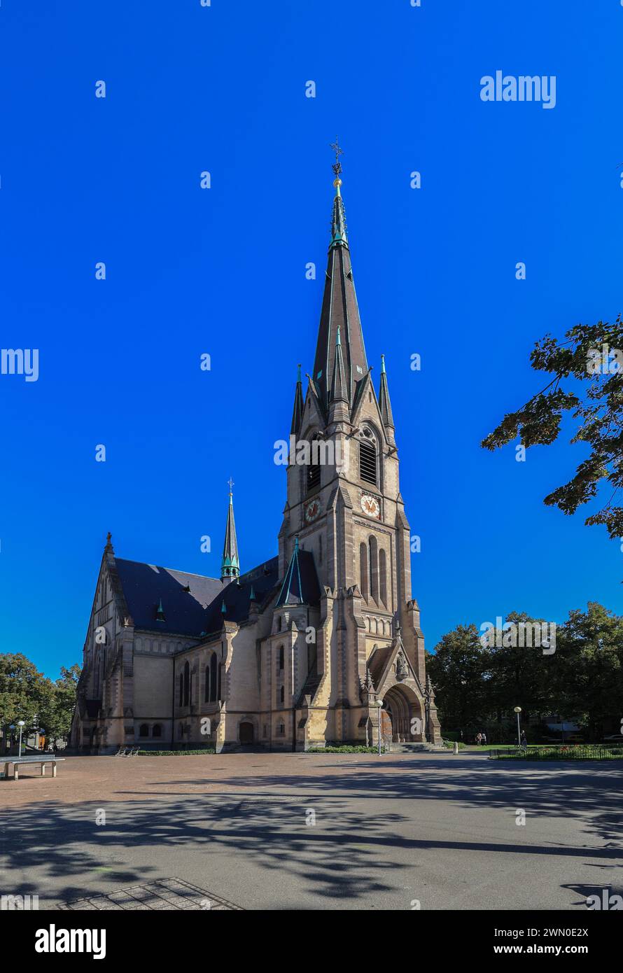 St. Matthew's Church - an Evangelical Reformed church in neo-Gothic style, Basel, Switzerland Stock Photo