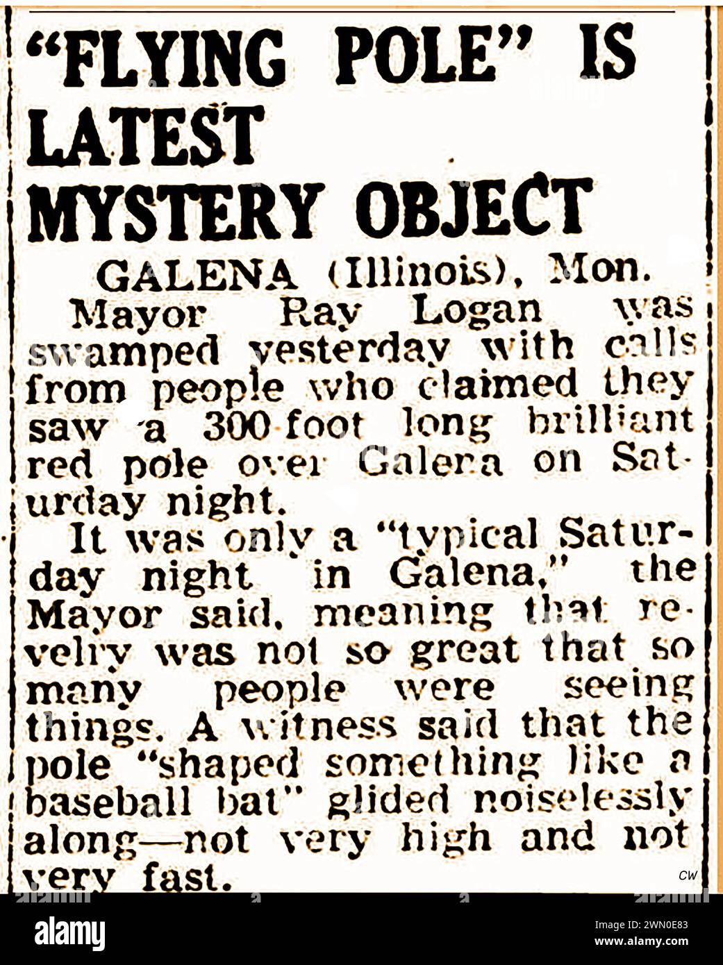 5 Feb 1951 press cutting- UFOs Galena, Illinois USA Stock Photo