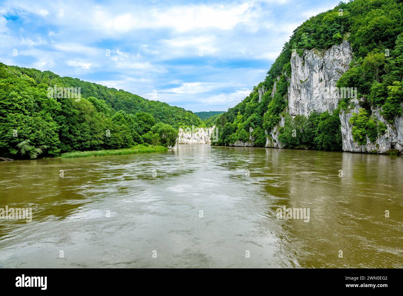 Danube Gorge, Donaudurchbruch, Weltenburg, Germany, Europe. Danube Gorge lies on the Lower Bavarian section of the River Danube between the town of Ke Stock Photo