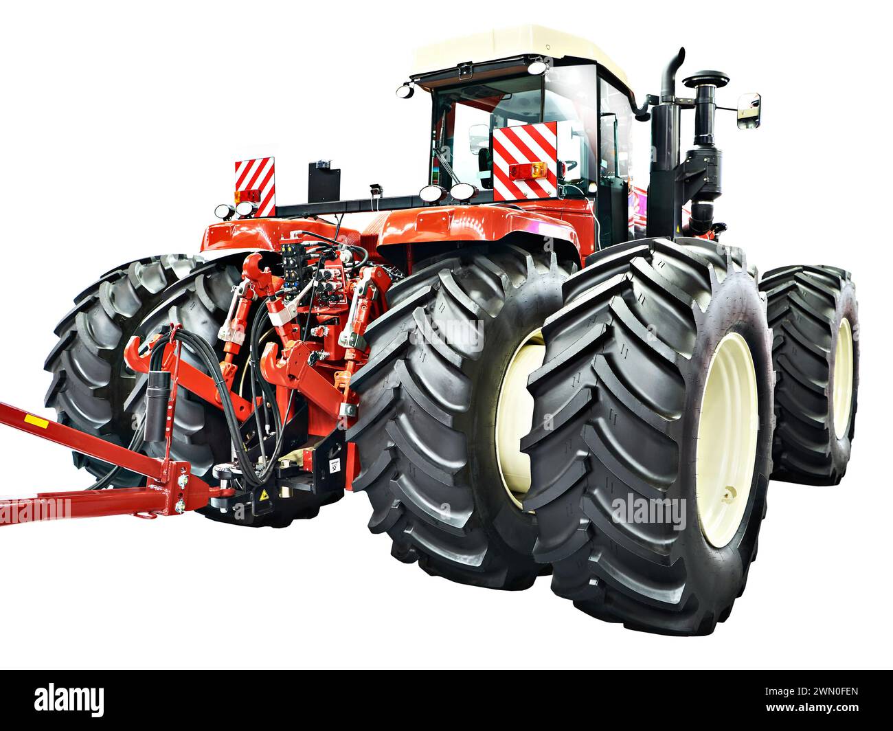 Four wheel drive agricultural tractor isolated white Stock Photo
