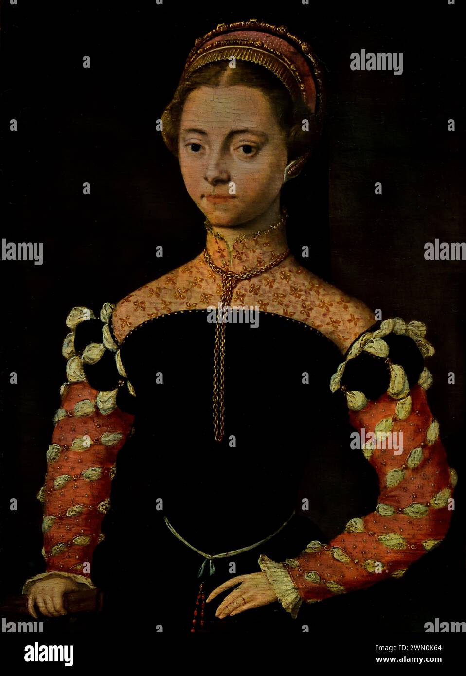 Portrait of a Woman by  Catharina van Hemessen 1527-1567 Royal Museum of Fine Arts,  Antwerp, Belgium, Belgian. Stock Photo