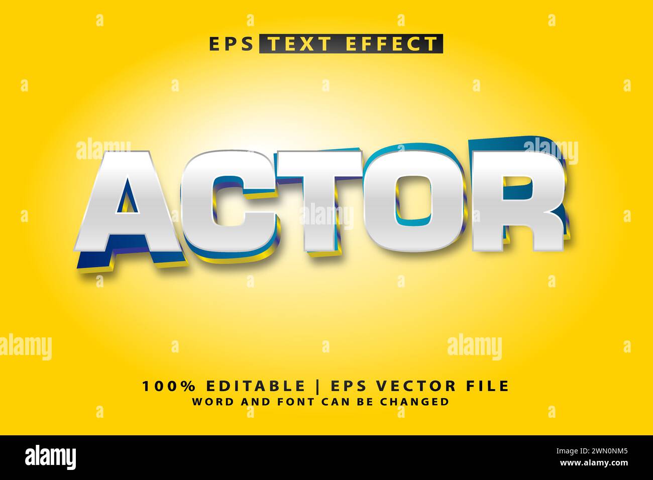 Actor 3d editable text effect vector Stock Vector