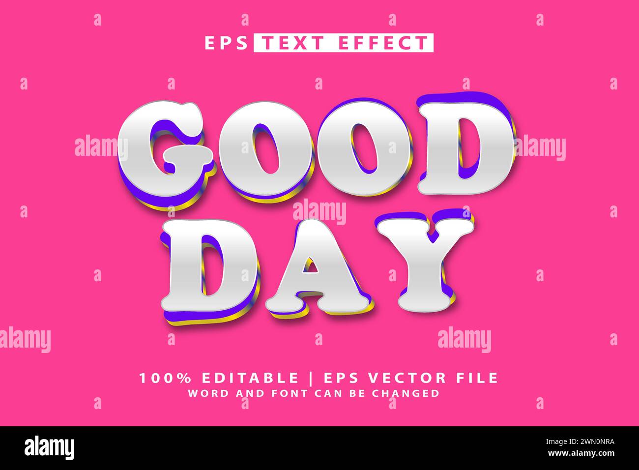 good day 3d editable text effect vector design Stock Vector