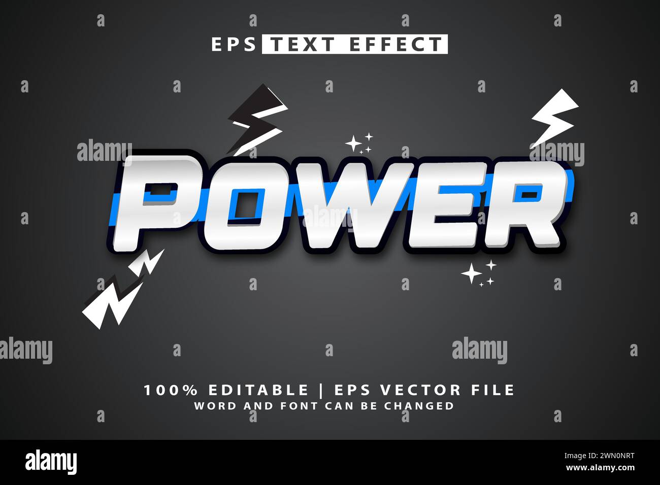 power 3d editable text effect Stock Vector