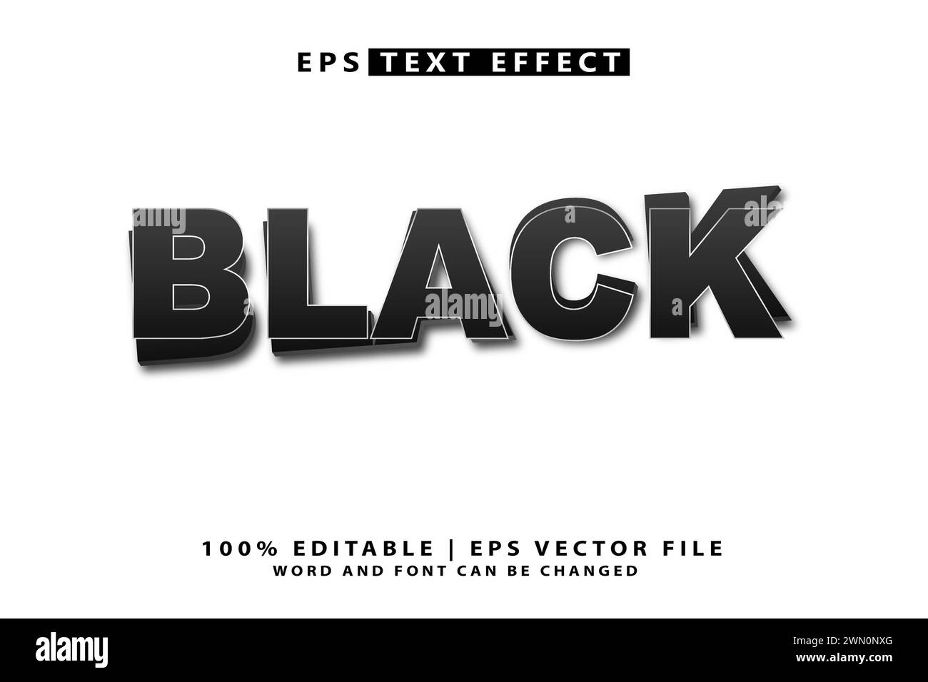 Black 3d editable text effect vector design Stock Vector