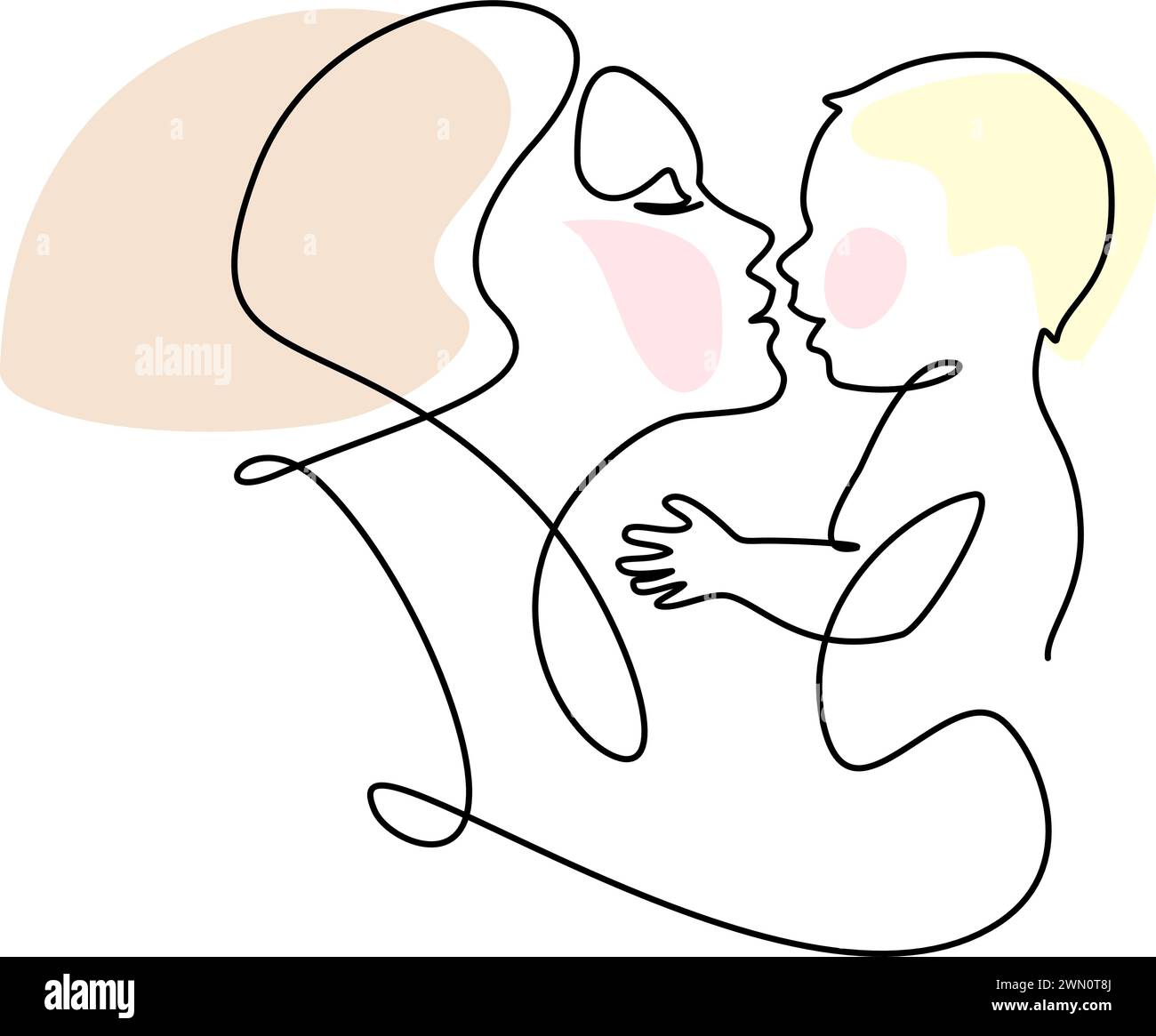 Girl kissing her mother Stock Vector Images - Alamy
