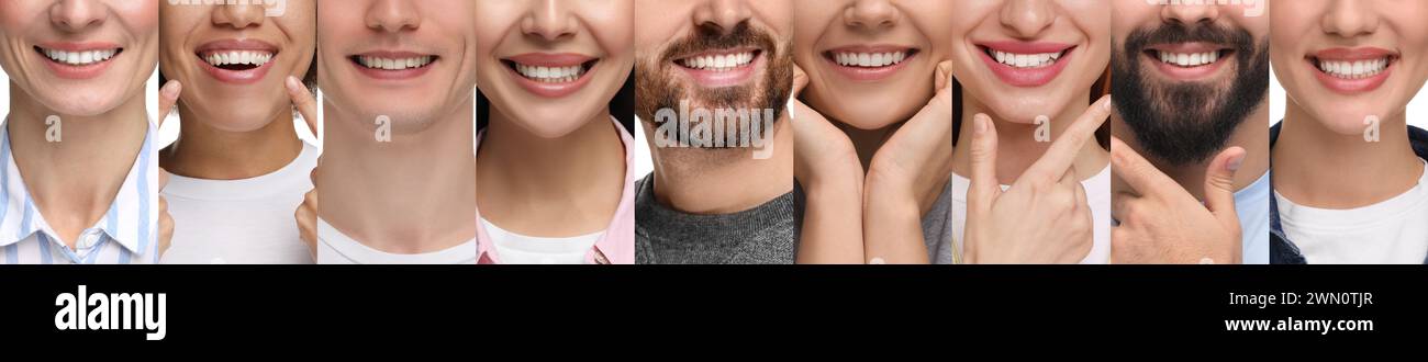 Collage smiling young people lips hi-res stock photography and images ...