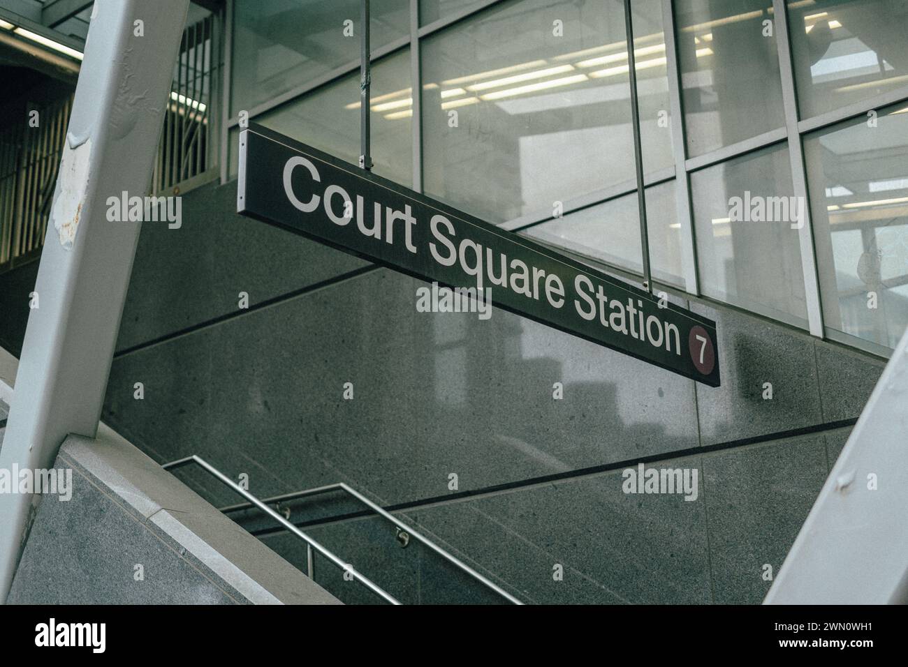 Court Square Station sign in Long Island City, Queens, New York Stock ...