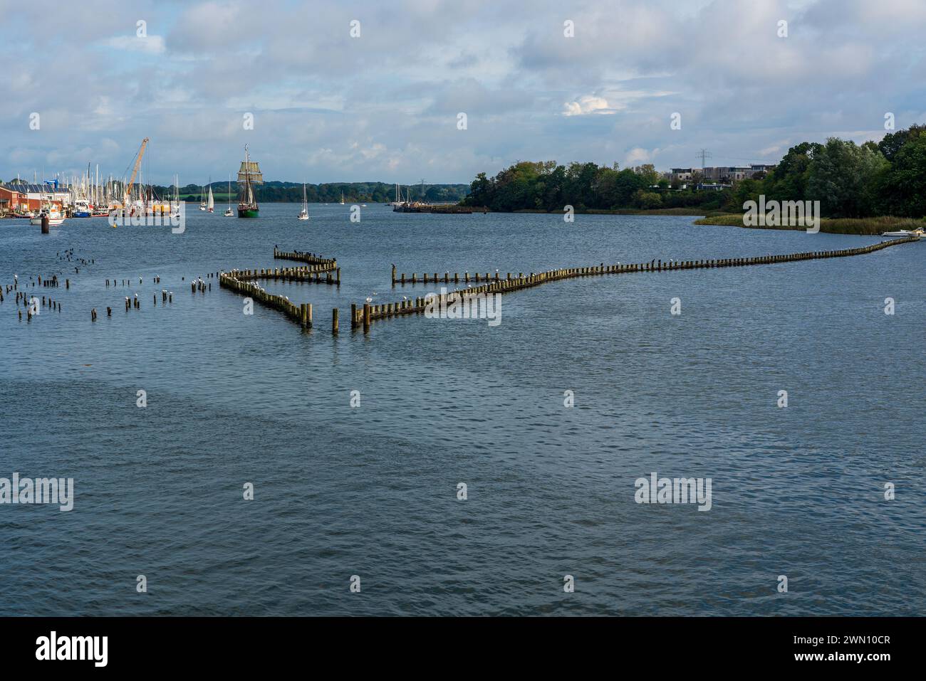 View of Schlei River near Kappeln, Germany. Stock Photo