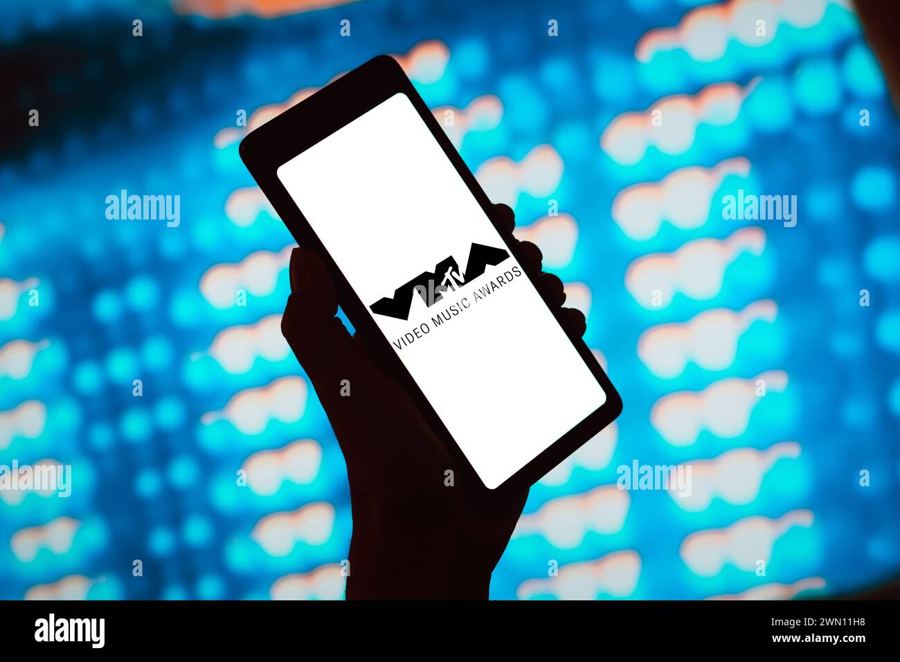 In this photo illustration, the MTV Video Music Awards (VMA) logo is