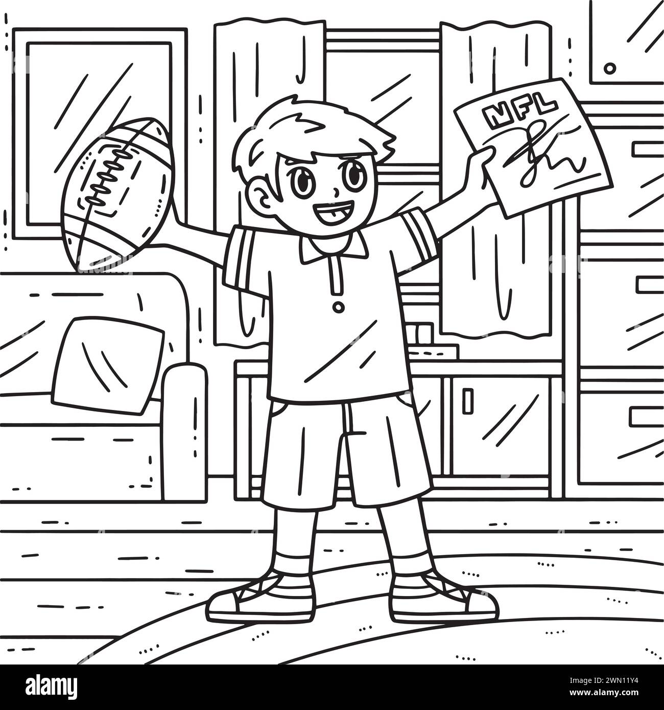 american-boy-with-football-and-autograph-coloring-stock-vector-image
