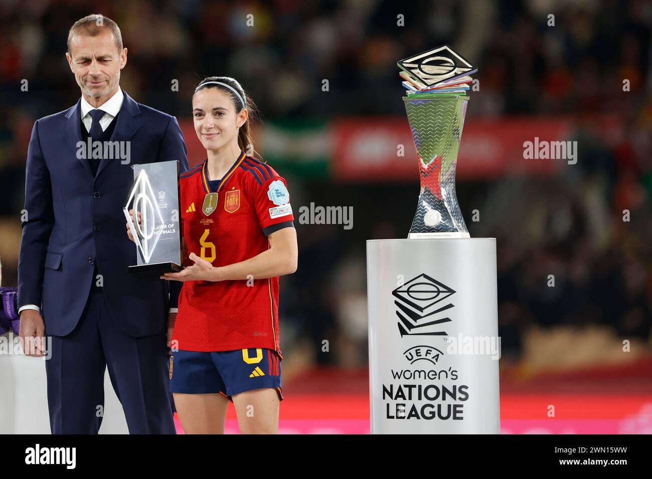 Aitana Bonmat With The Best Player Trophy And The UEFA Presindent ...