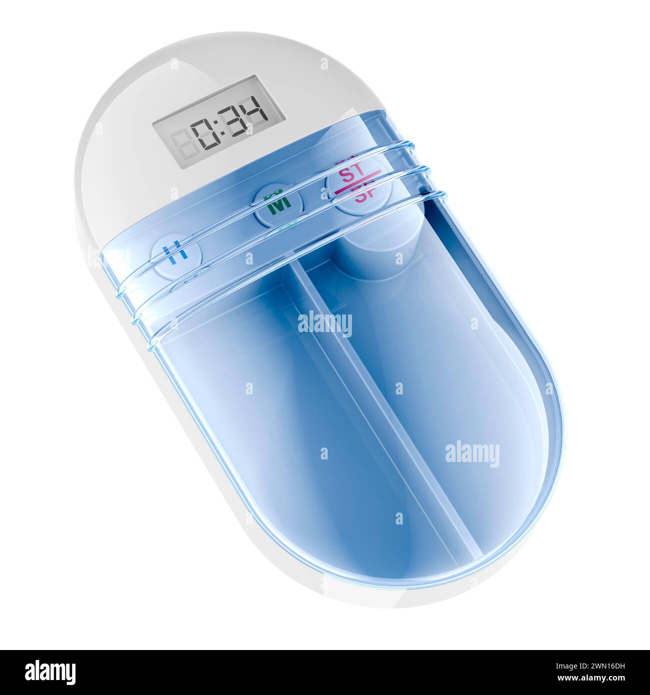 Pill box with reminder alarm, pocket mini pill organizer box case. 3D