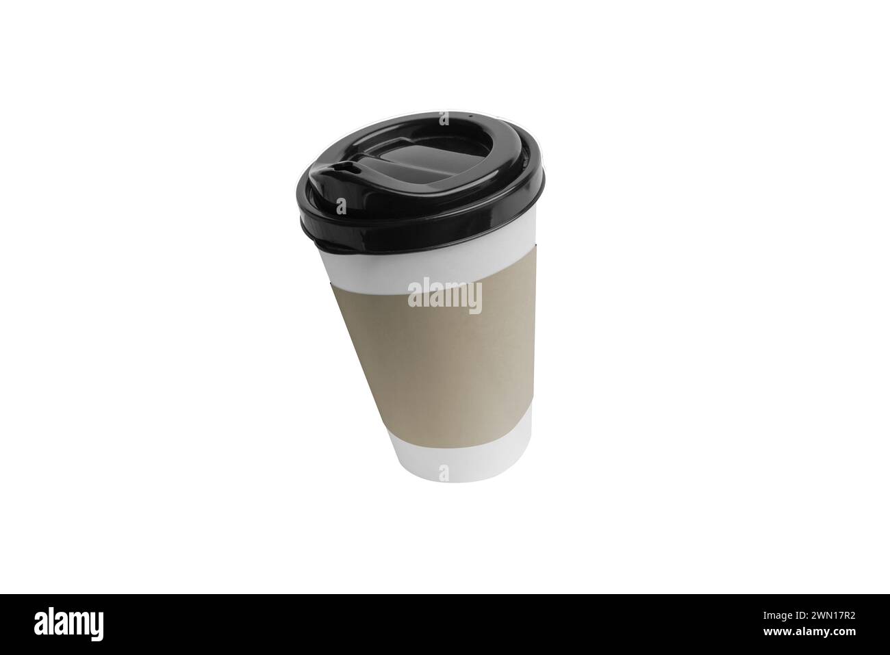 Isolated paper cup with sleeve on a white background. Logo, branding promotion Stock Photo